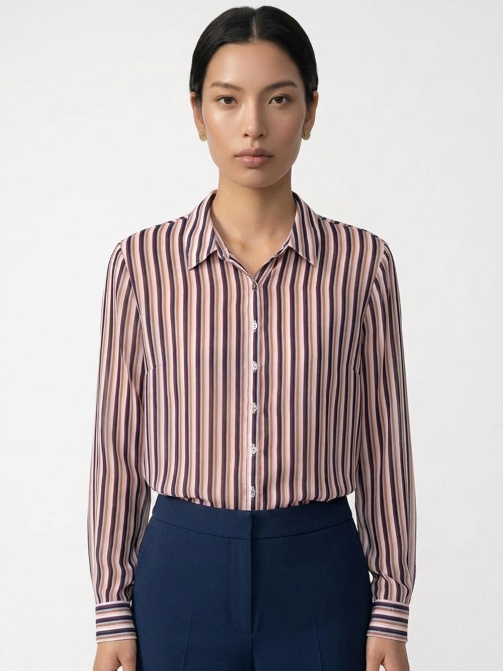 WILD FABLE | Vertical Stripe Semi Sheer Long Sleeve Button Top Women’s Size XXL